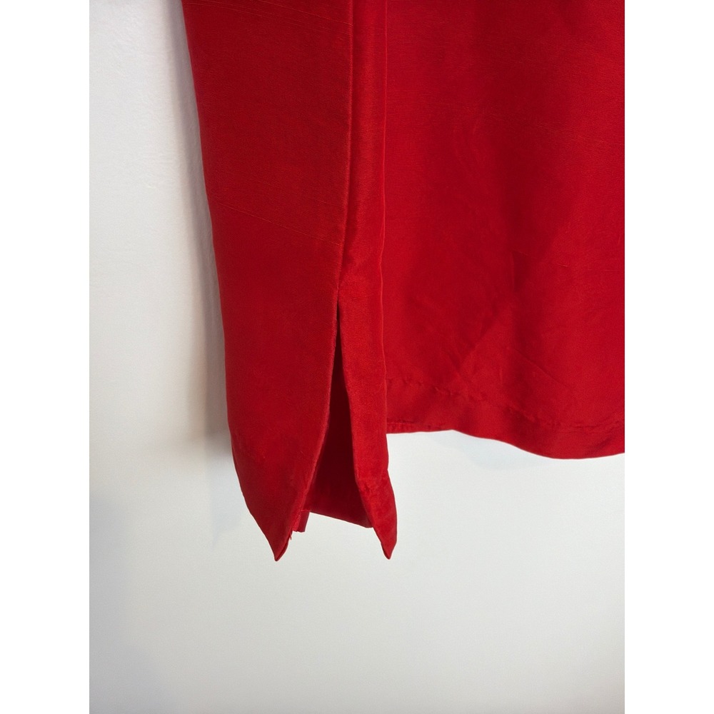 Vintage Y2K 90s Red Silk Shift Dress 8 Petite Mini Holiday Cocktail Career - Picture 3 of 6